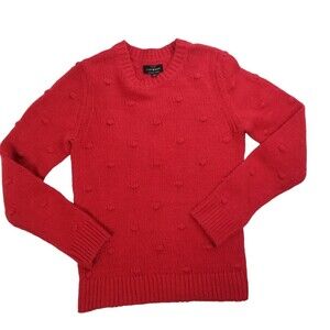 Lucky Brand Crew Neck Red Sweater Womens XS Long Sleeve Acrylic Knit Polka Dots